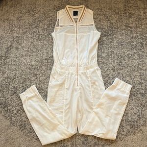 White and gold nylon and mesh rocker jumpsuit - LIKE NEW!